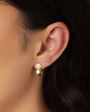 Brinco Redondo Duplo Liso Cravejado Cristal 1.5 cm Banhado a Ouro 18K