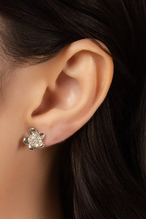 Brinco Flor 1.2 cm Ródio Branco