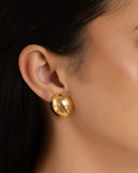 Brinco Oval Liso 2.5 cm Banhado a Ouro 18K