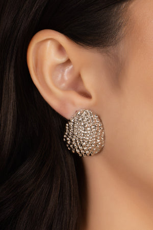 Brinco Gota Texturizada 2.9 cm Ródio Branco