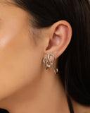 Brinco Fio Torcido Orgânico 3.2 cm Ródio Branco