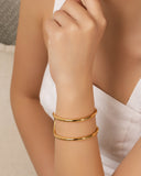 Bracelete Filetes Tubo Banhado a Ouro 18K