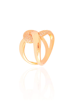 Anel Entrelaçado Cravejado Cristal Tamanho 12 Banhado a Ouro 18K