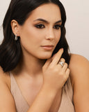 Anel Entrelaçado Cravejado Cristal Tamanho 12 Ródio Branco