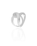 Anel Entrelaçado Cravejado Cristal Tamanho 12 Ródio Branco