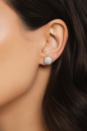 Brinco Quadrado Cravejado Cristal 1.0 cm Ródio Branco