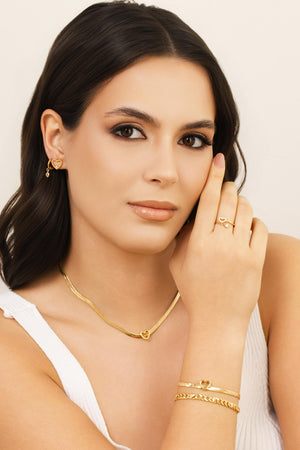 Brinco Coração Ponto de Luz Cristal 1.0 cm Banhado a Ouro 18K