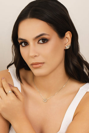 Ear Cuff Folha Lisa 2.4 cm Ródio Branco