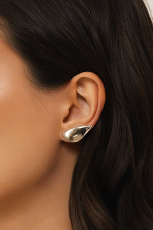 Ear Cuff Folha Lisa 2.4 cm Ródio Branco