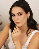 Brinco Argola Baguetes Cristal 1.9 cm Ródio Branco