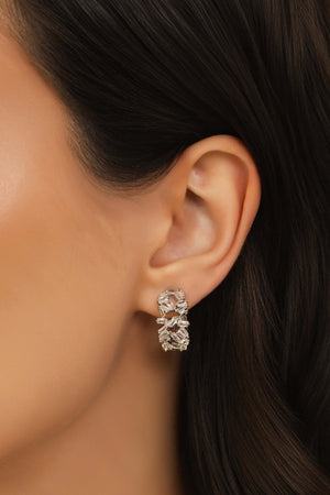 Brinco Argola Baguetes Cristal 1.9 cm Ródio Branco