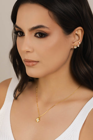 Trio Gotas Cristal Banhado a Ouro 18K