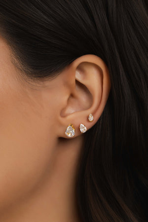 Trio Gotas Cristal Banhado a Ouro 18K