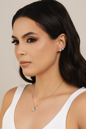 Trio Gotas Cristal Ródio Branco