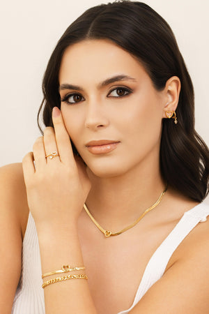 Pulseira Grumet Corações Lisos Banhado a Ouro 18K