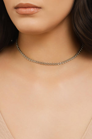 Choker Elos Duplos 4 mm Ródio Branco