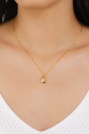 Gargantilha Veneziana Orgânico Liso Gota Cristal Banhado a Ouro 18K - 45 cm