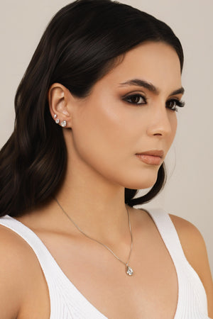 Gargantilha Veneziana Orgânico Liso Gota Cristal Ródio Branco - 45 cm