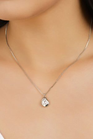 Gargantilha Veneziana Orgânico Liso Gota Cristal Ródio Branco - 45 cm