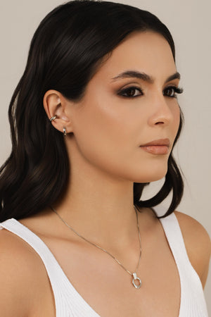 Gargantilha Veneziana Redondo Texturizado Ródio Branco - 45 cm