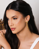 Brinco Meia Bola Franja Elos 6.3 cm Banhado a Ouro 18K