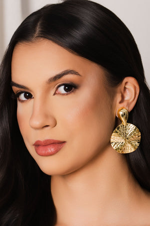 Brinco Gota Redondo Orgânico 5.5 cm Banhado a Ouro 18K