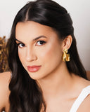 Brinco Geométrico Orgânico 4.2 cm Banhado a Ouro 18K