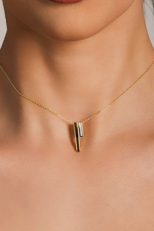 Gargantilha Elos Palitos Duplos Cravejado Cristal Banhado a Ouro 18K - 40 cm