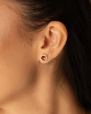 Conjunto Ponto de Luz Rubi Cravejado Cristal Banhado a Ouro 18K