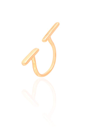 Anel Ajustável Palitos Cravejado Cristal Tamanho M Banhado a Ouro 18K