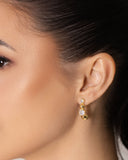 Brinco Pontos de Luz Cristal Bola Lisa Banhado a Ouro 18K