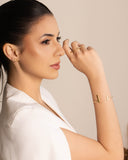 Bracelete Palitos Liso e Cravejado Cristal Banhado a Ouro 18K