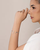 Bracelete Palitos Liso e Cravejado Cristal Ródio Branco