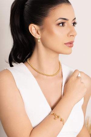 Bracelete Ondas Bolas Lisas Banhado a Ouro 18K