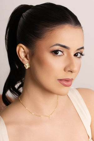 Choker Veneziana Pontos de Luz Cristal 5 mm Banhado a Ouro 18K