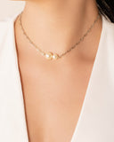 Choker Elos Pérolas Ródio Branco