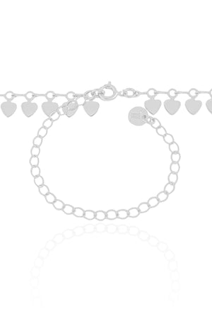 Choker Plaquinhas Corações Ródio Branco