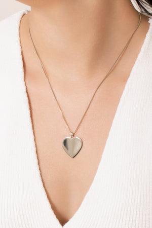 Gargantilha Veneziana Coração Flat Liso Ródio Branco - 45 cm