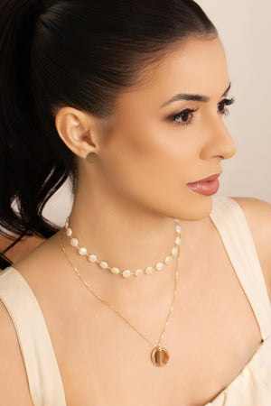 Gargantilha Veneziana Redondo Flat Liso Banhado a Ouro 18K - 45 cm