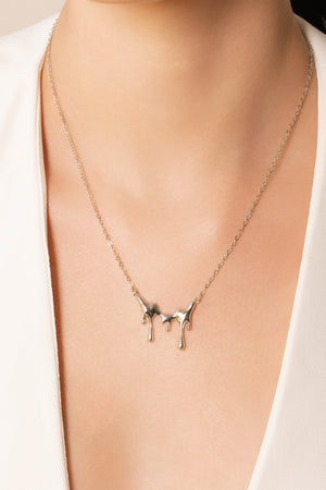 Gargantilha Elos Derretido Liso Ródio Branco - 45 cm