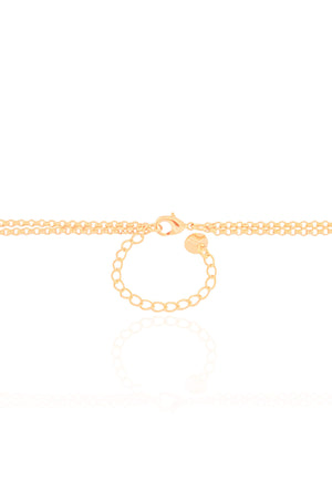 Gagantilha Gravata Dupla Pérolas e Bola Lisa Banhado a Ouro 18K