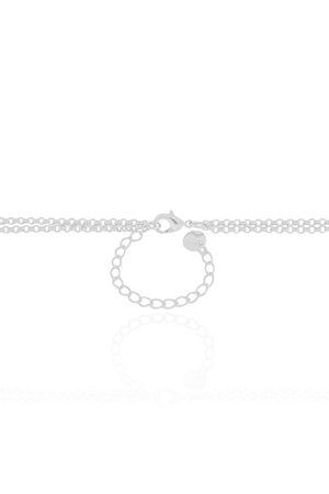 Gagantilha Gravata Dupla Pérolas e Bola Lisa Ródio Branco