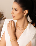 Gargantilha Tripla Elos Ovais e Portugueses Banhado a Ouro 18K