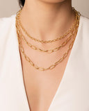 Gargantilha Tripla Elos Ovais e Portugueses Banhado a Ouro 18K