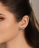 Brinco Laço Bolas Lisas Ródio Branco