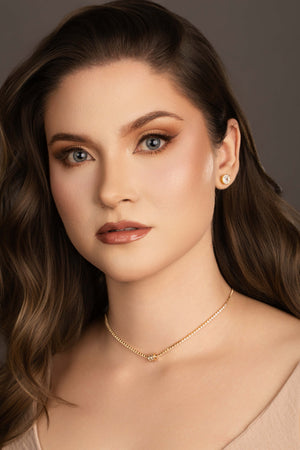 Brinco Ponto de Luz Tela Cristal 8 mm Banhado a Ouro 18K