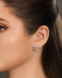 Brinco Navetes Pontos de Luz Cristal Ródio Branco