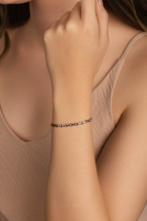 Pulseira Elos Torcidos 4 mm Ródio Branco