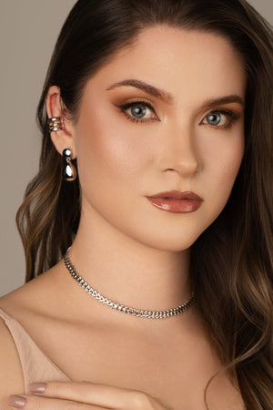 Choker Escamas 6 mm Ródio Branco