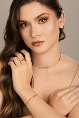 Choker Elos Torcidos 4 mm Banhado a Ouro 18K